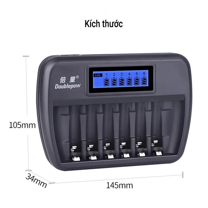 Bộ sạc 6 pin AA AAA sạc nhanh, tự ngắt DP-K66 Doublepow