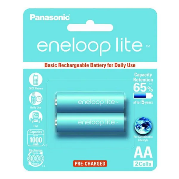 Pin sạc AA Panasonic Eneloop Lite 1000 mAh vỉ 2 viên