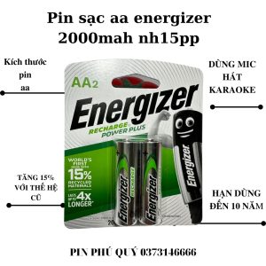 Pin sạc AA  Energizer Ni-Mh 1.2V 2000 mAh vỉ 2 viên