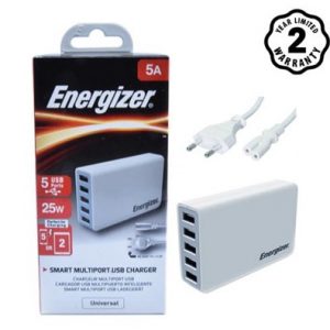 Apdapter Sạc Energizer 5 Cổng 40W EU USA5DEUHWH5 - Hàng chính hãng