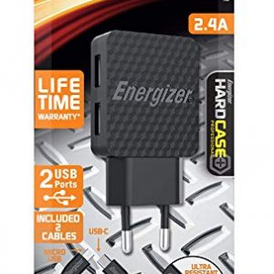 Sạc Energizer 2.4A 2USB kèm cáp Micro USB và USB-C2.0-AC2BEULCMM - Ảnh 3