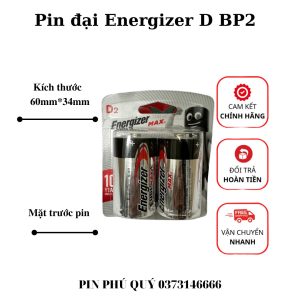 Pin đại D LR20 Energizer Alkaline 1.5V vỉ 2 viên