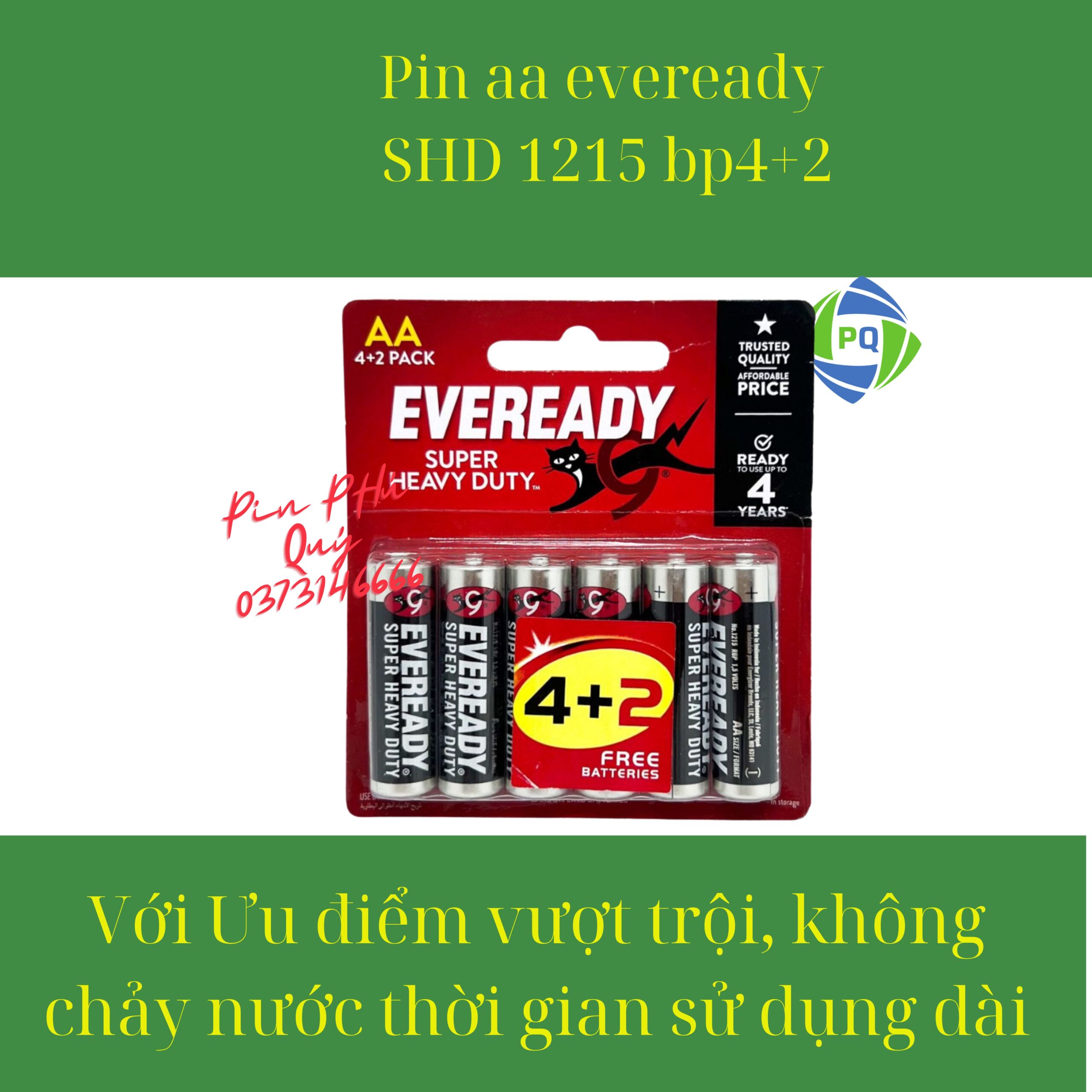 Pin aa eveready SHD 1215 bp4+2 chính hãng chính hãng